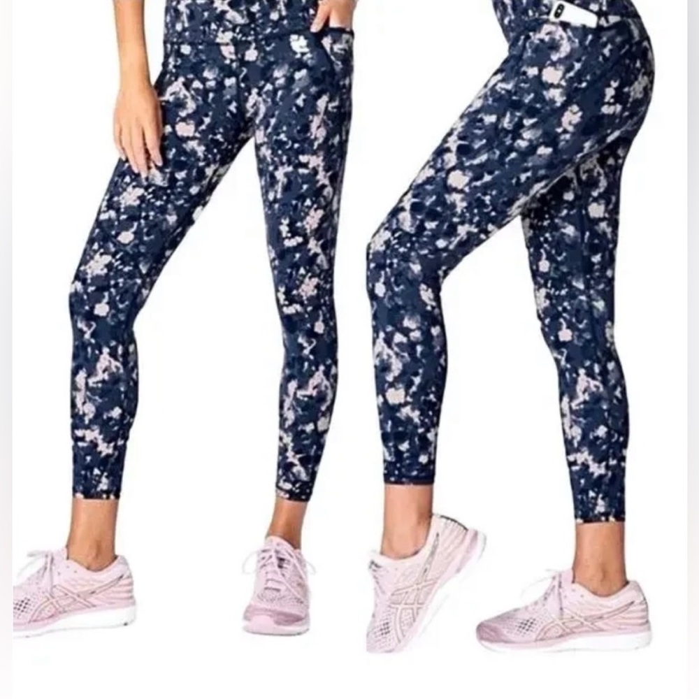 Sweaty Betty Women's Blue and Pink Patterned Leggings